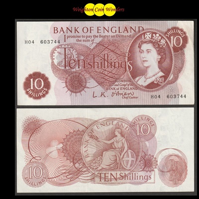 1961 Bank of England Ten Shilling Note (HO4)